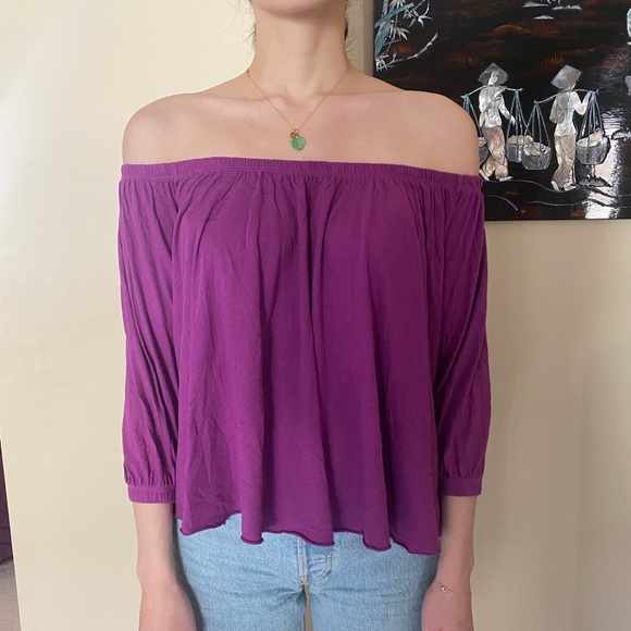 Truly Madly Deeply Purple Off the Shoulder Top | Size XS - Picture 1 of 3